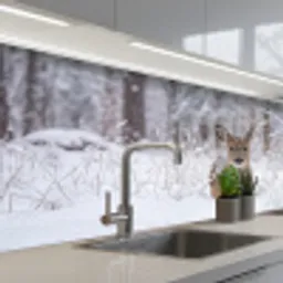 Hert - Sneeuw - Bos - Dieren - Vertederend keuken achterwand 2 middel -3d_schuin