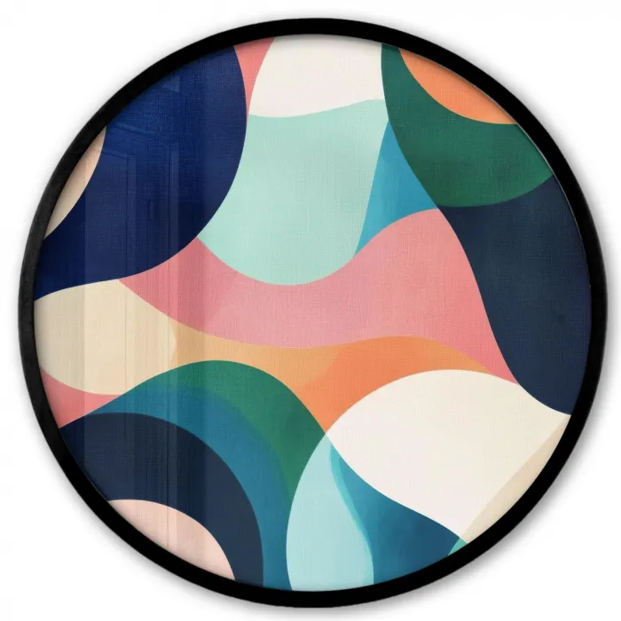 Abstract - Blauw - Roze Fotolijst rond zonder passe partout klein -3d