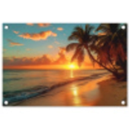 Strandzonsondergang in de Tropen tuinposter los doek klein -3d