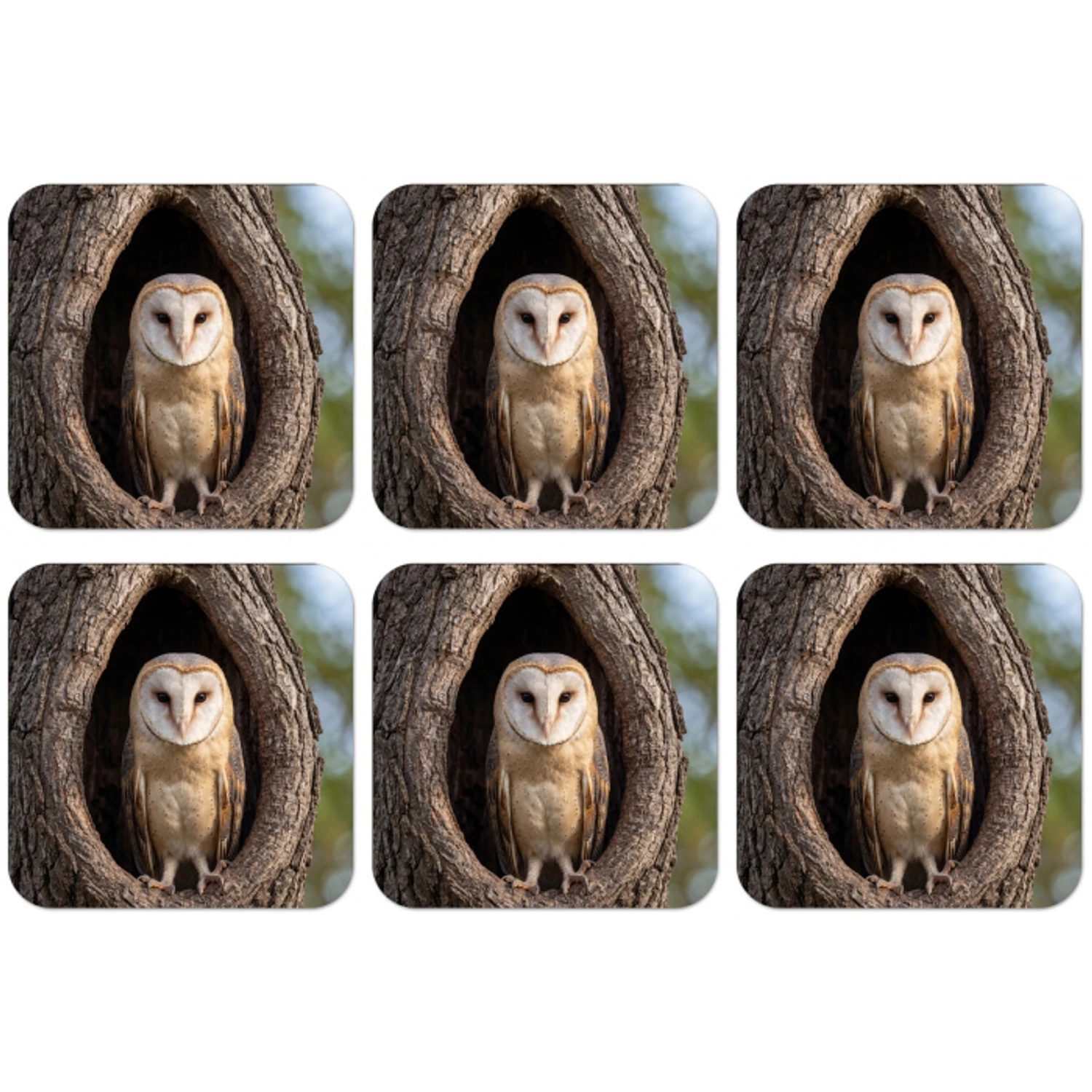 Kerkuil - Boom - Natuur - Bruin onderzetter kurk middel -zkaufland3dotto