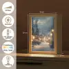 Winterdorp - Sneeuw - Donker Light Box met kabel (Tafellamp) klein -USP_NL