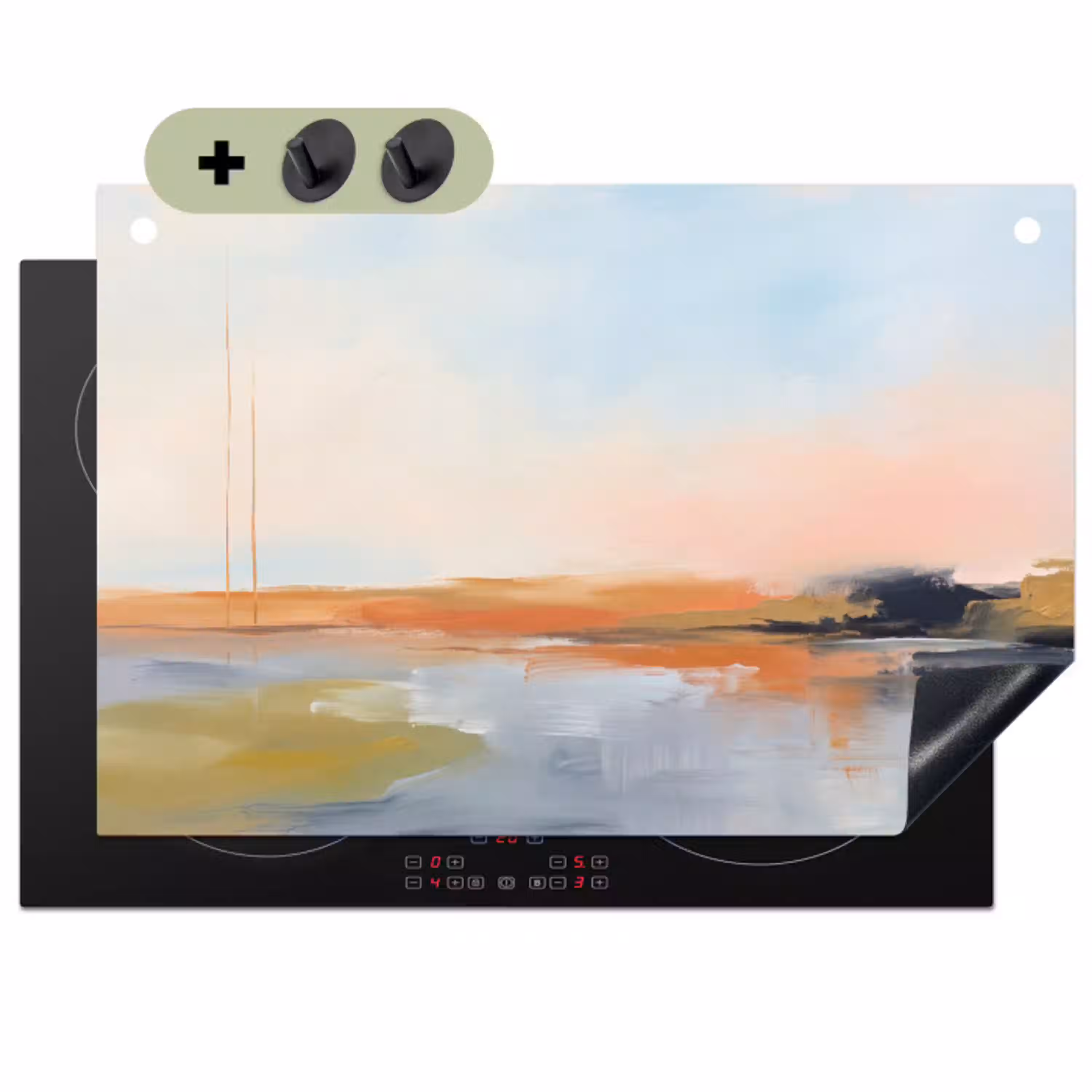 Abstract - Landschap - Horizon - Modern - Kleurrijk Inductie beschemer met haakjes klein -3d