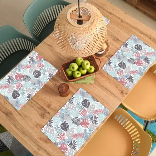 Bladeren - Jungle - Pastel - Tropisch Placemat vinyl groot -zzsfeer5_Kitchenyeah-website