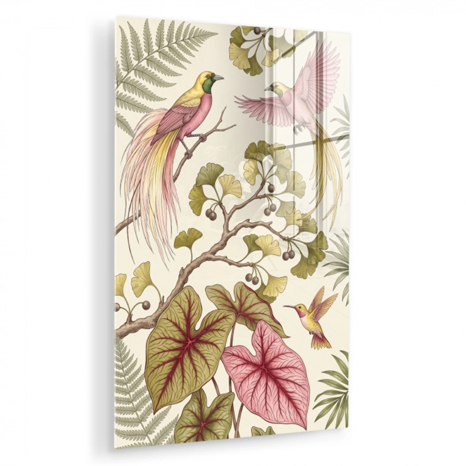 Vogels - Tropisch - Botanisch - Roze plexiglas 5mm klein -zzzproduct_nieuw
