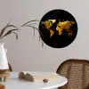 Wereldkaart - Goud - Druipen - Zwart Wandcirkel behangsticker klein -sfeer3