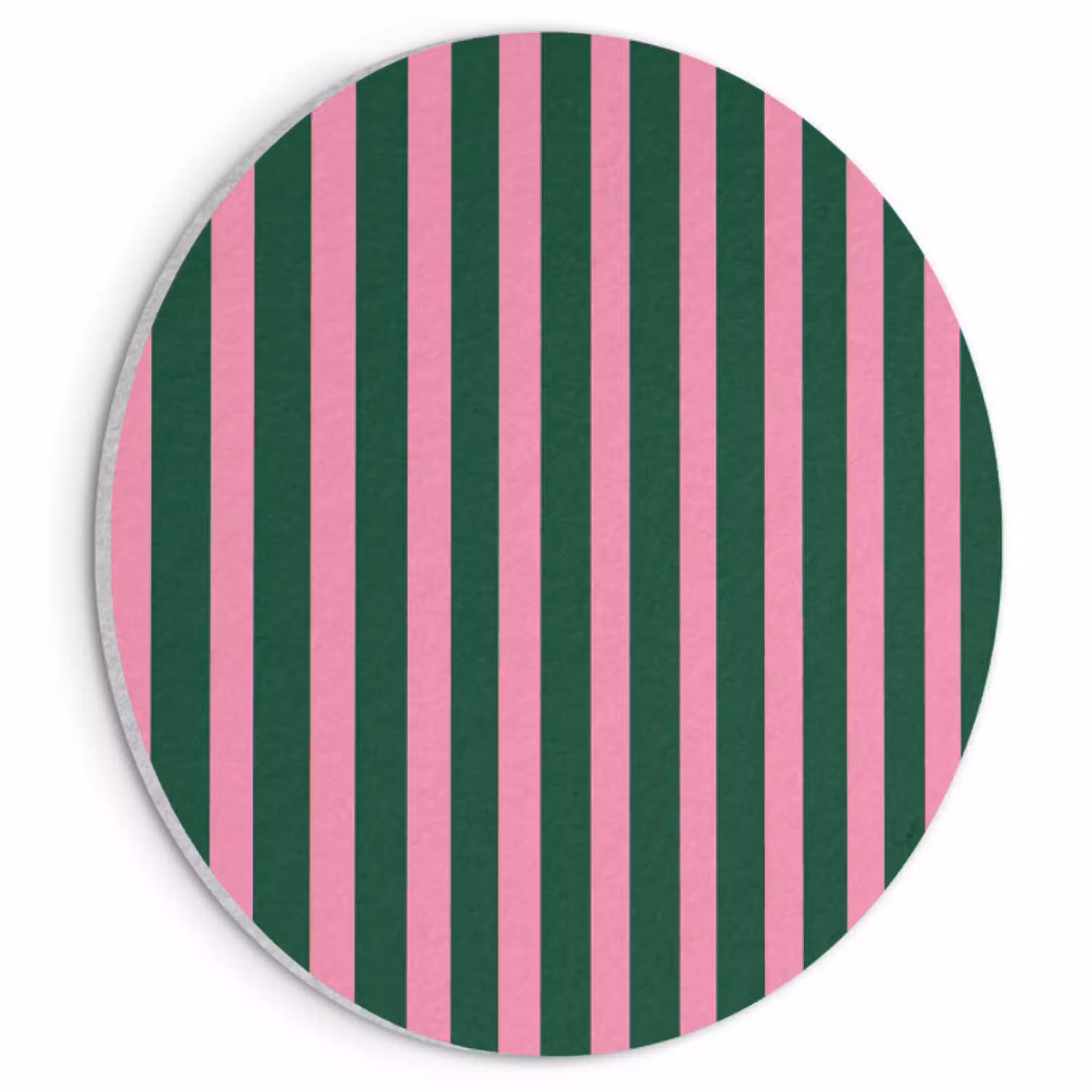 Verticale strepen - Groen - Roze Akoestische PET Vilt - Rond klein 838 -3d