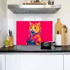 Kat - Kimono - Bloemen - Roze Inductie beschemer met haakjes klein -sfeer2