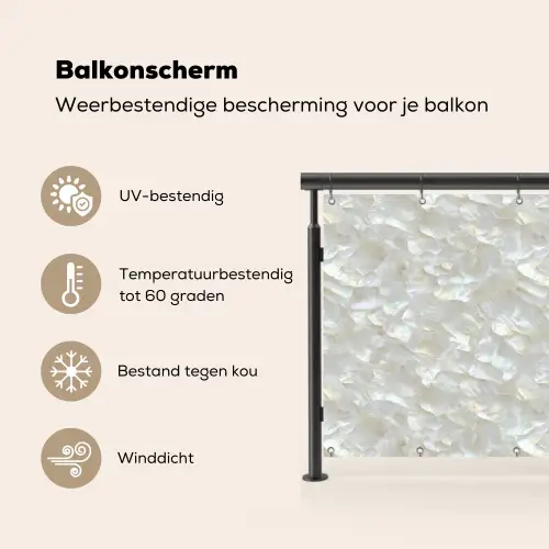 Parelmoerglans - Wit - Schelp Balkonbeschermer Duitsland klein 596 -specs_NL