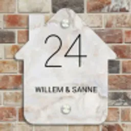 Beige marmer - Klassiek Naambord Huisje klein -sfeer6