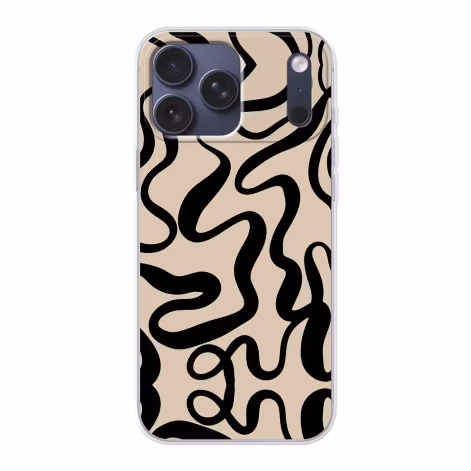 Telefoonhoesje Softcase - Lijnen - Zwart - Beige - Abstract - Minimalistisch