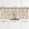 Botanisch - Patroon - Beige keuken achterwand 2 middel 871 -3d
