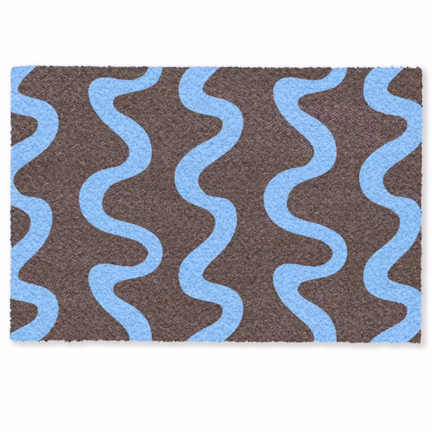 Fußmatte - Sich windende Linien - Blau - Braun - Minimalistisch
