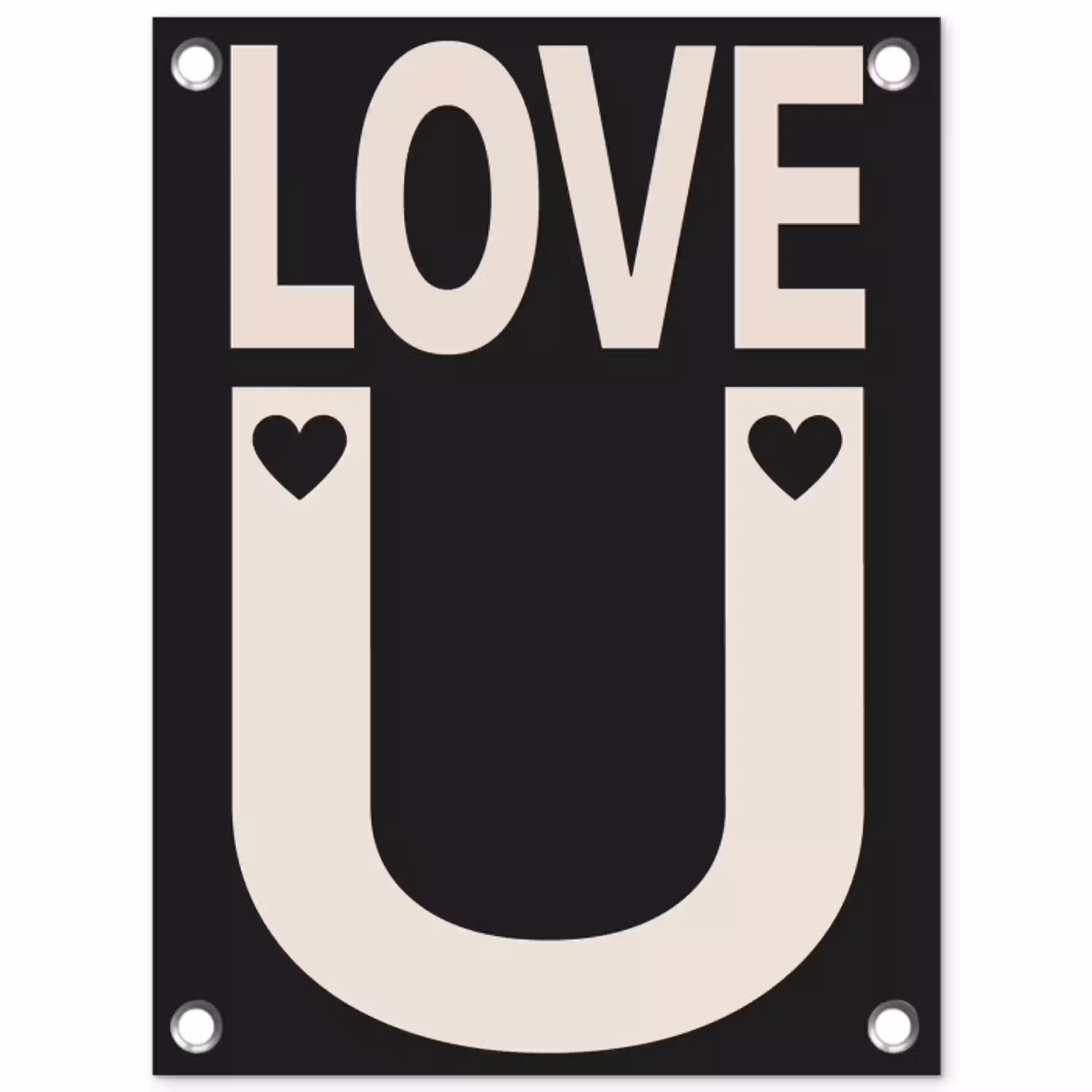 Love - Zwart - Minimalistisch tuinposter los doek klein -3d
