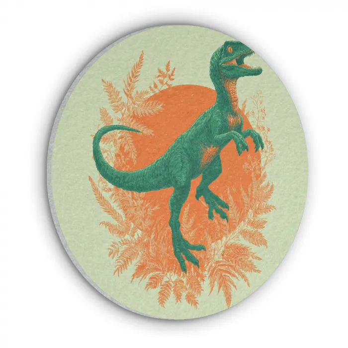 Dinosaurus - Groen - Planten - Cirkel Akoestische PET Vilt - Rond klein -3d