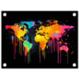 Wereldkaart - Verf - Kleurrijk - Graffiti - Wereld tuinposter los doek klein -3d