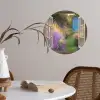 Doorkijk - Bloemen - Raam - Natuur Wandcirkel behangsticker klein -sfeer3