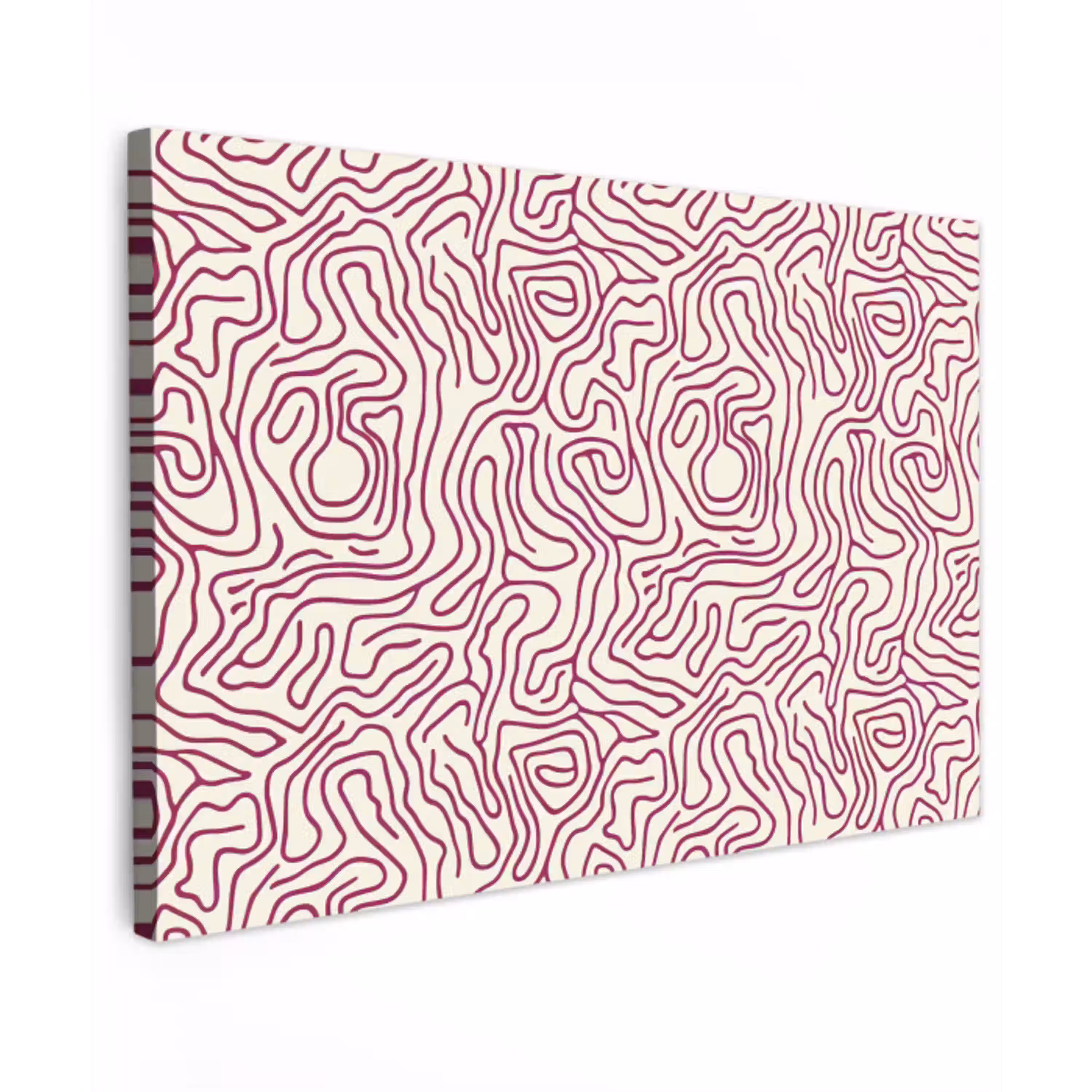 Kronkelende lijn - Magenta - Crème canvas 2cm klein 34 -z3d