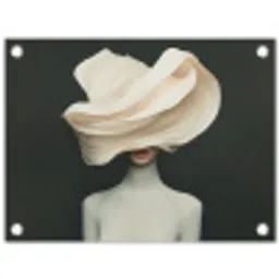 Vrouw - Beige - hoed tuinposter los doek klein -3d