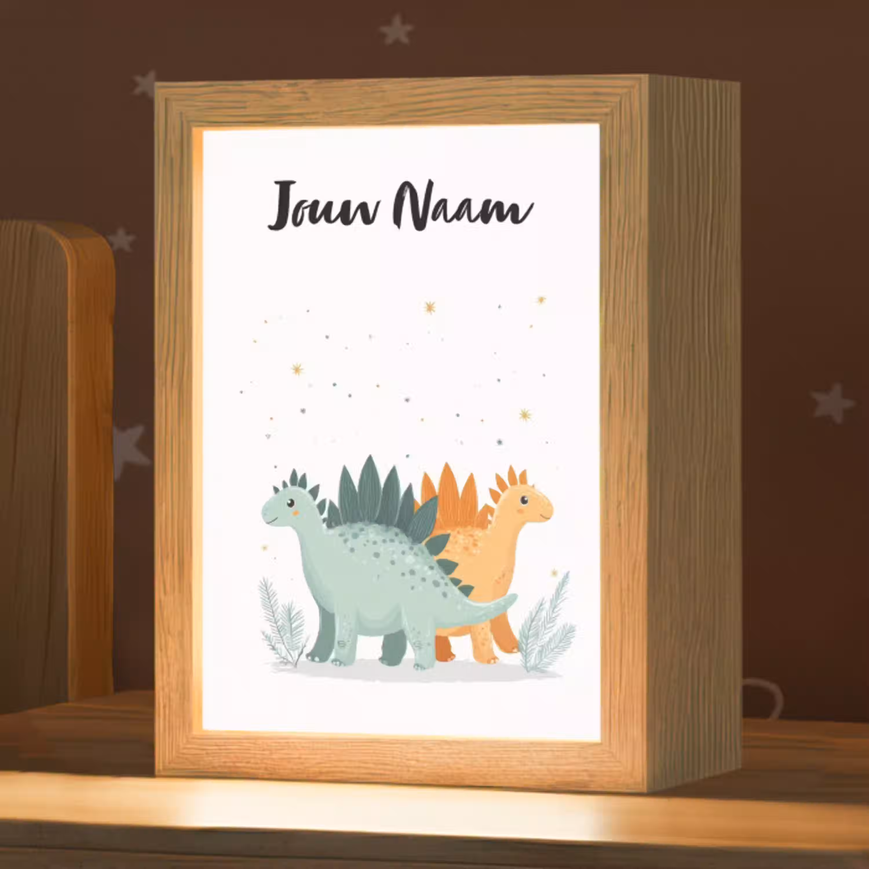 Planten - Sterren - Dinosaurussen - Oranje Light Box met kabel (Kinderlampje) klein -zzz_3d_website