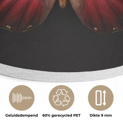 Vlinder - Rood - Minimalistisch Akoestische PET Vilt - Rond klein -closeup_NL