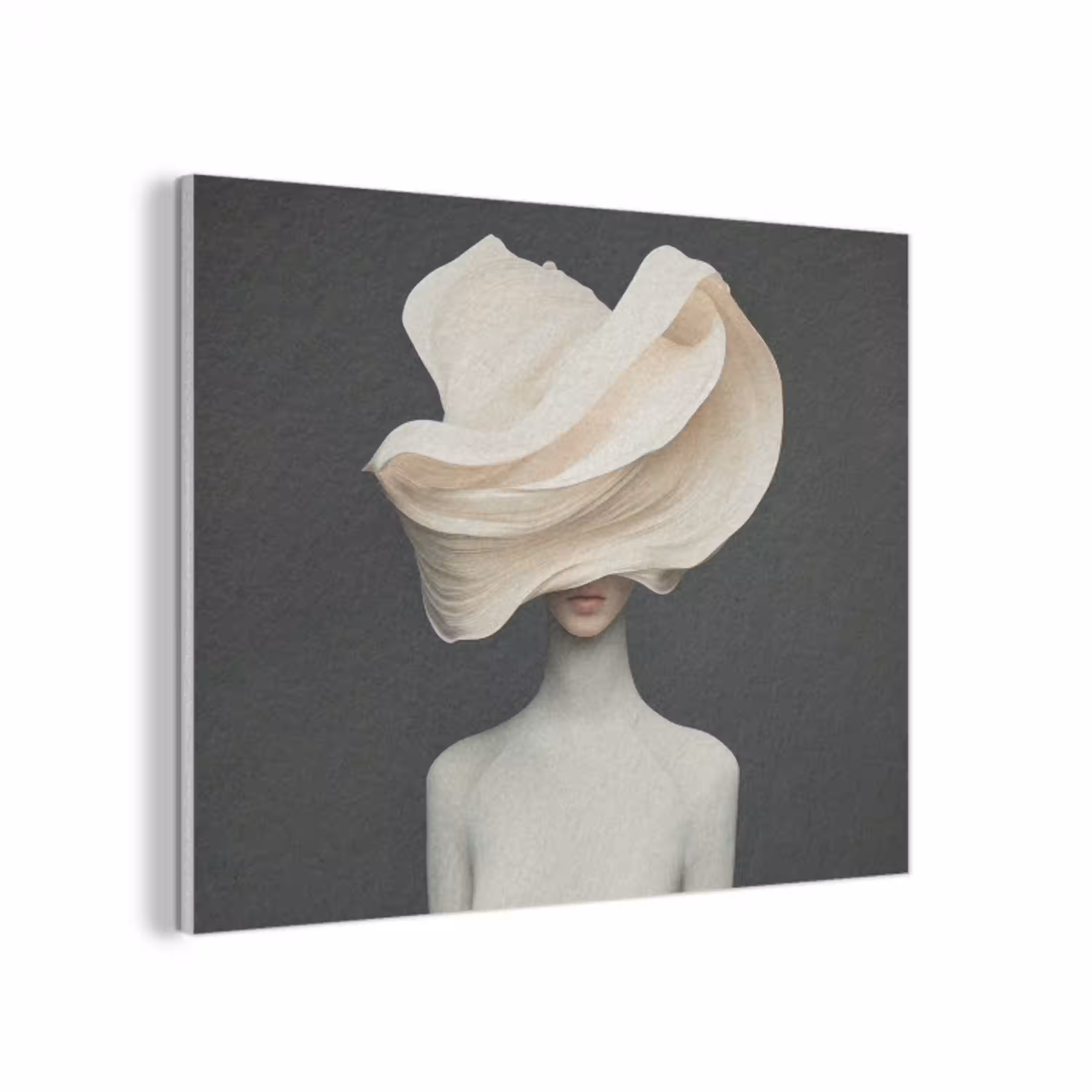Vrouw - Beige - hoed PET vilt klein -3d