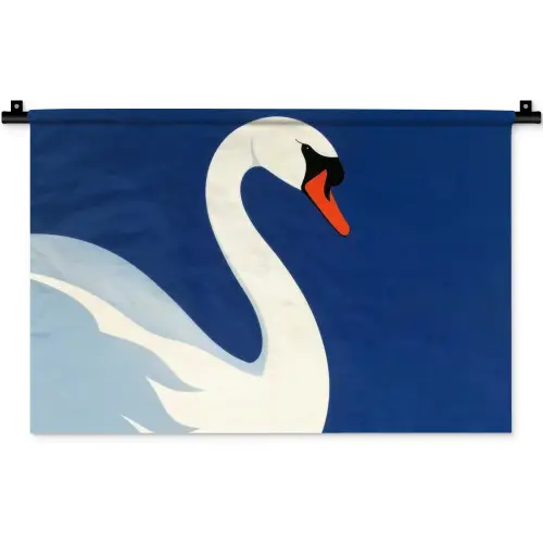 Zwaan - Wit - Snavel - Illustratie Wandkleed katoen klein -zz3d