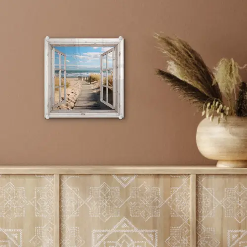 Raam - Zee - Kust - Natuur - Doorkijk - Strand - Waddenzee plexiglas 5mm klein -sfeer5