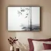 Bamboestammen - Water - Minimalistisch - Wit Textielframe - compleet frame klein -sfeer1