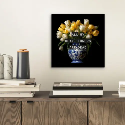 Quotes - Bloem - Tulp - Geel aluminium wit klein -sfeer1