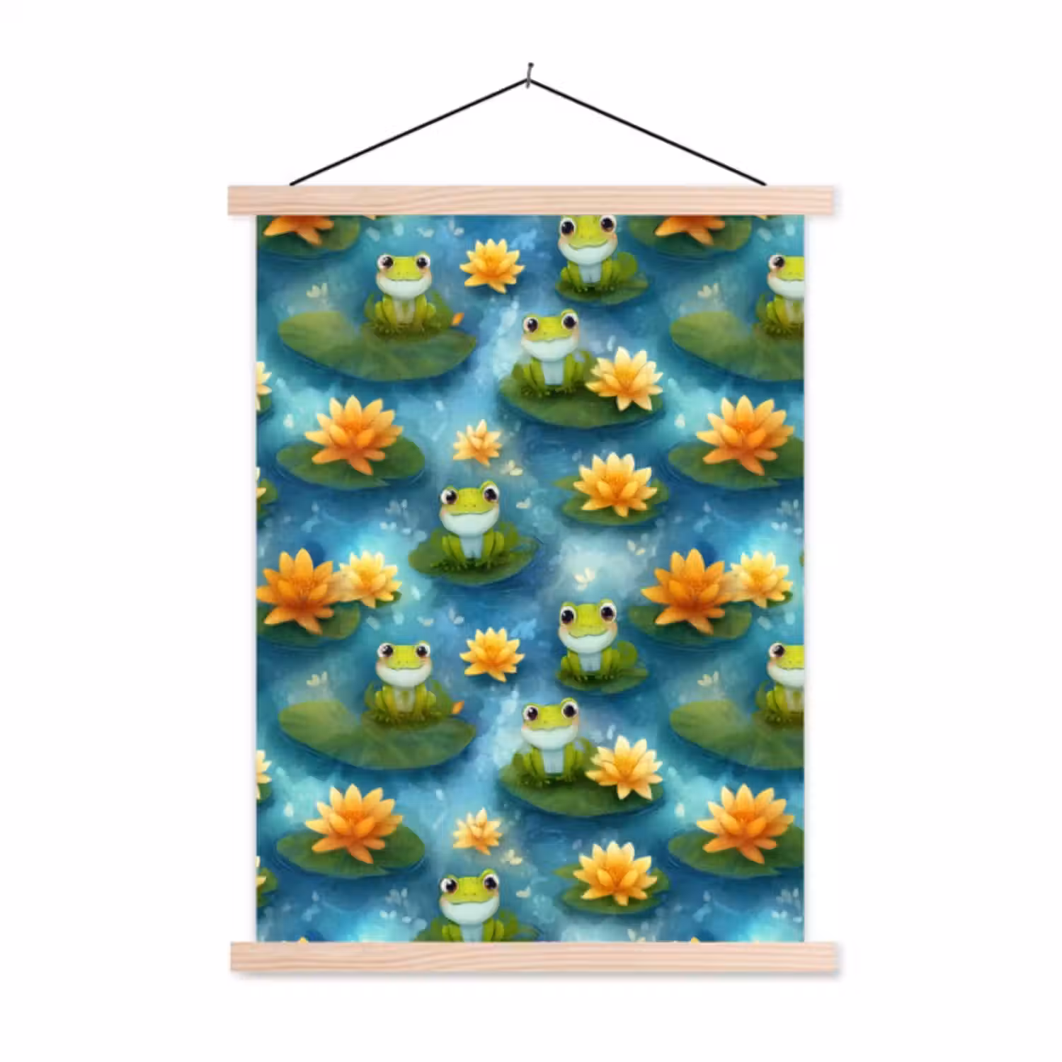 Hanging Poster - Frog - Lilies - Green