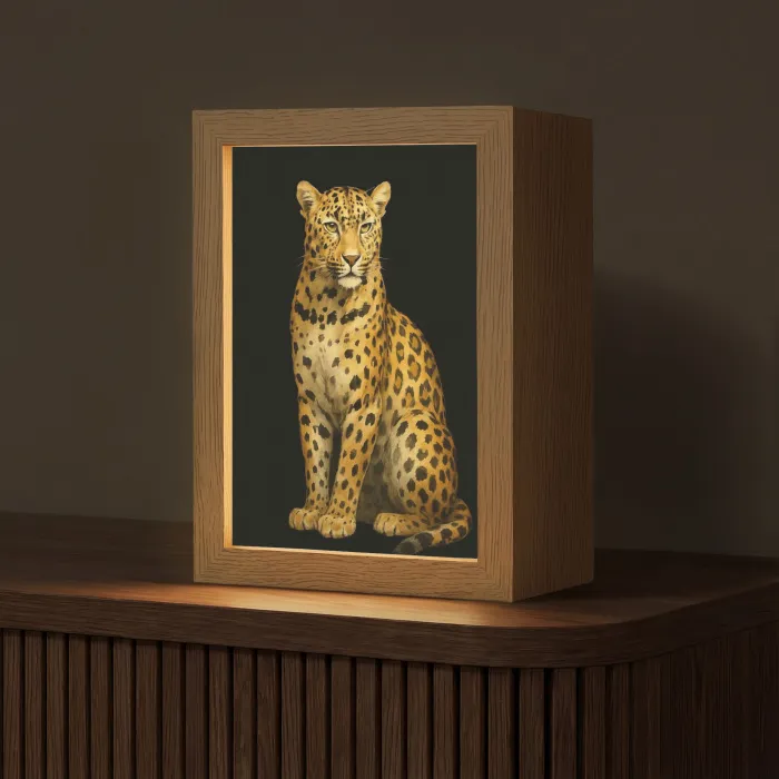 Panter - Realistisch - Bruin Light Box met kabel (Tafellamp) klein -z3d_website