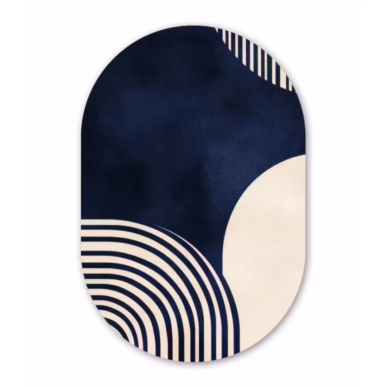 Glasbild Oval - Dunkelblau - Abstrakt - Linien