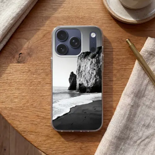 Strand - Klif - Golven - Voetstappen Telefoonhoesje iPhone 17 Pro klein -sfeer1