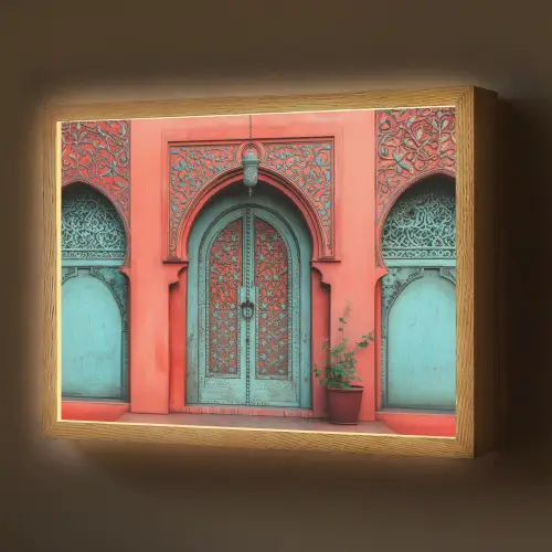 Lantaarn - Deur - Turquoise Light Box met batterij (Wandlamp) middel -z3d_website