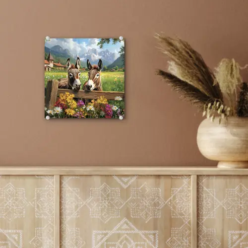 Ezels - Bloemen - Zomers plexiglas 5mm klein -sfeer5