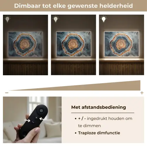 Cirkel - Ringen - Steen - Tinten Light Box met batterij (Wandlamp) middel -USP_dimbaarNL