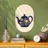 Theepot - Kleurrijk - Bloemen Wandcirkel Ovaal Forex klein -sfeer2