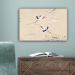Kraanvogels - Bloesem - Beige canvas 2cm klein -sfeer4
