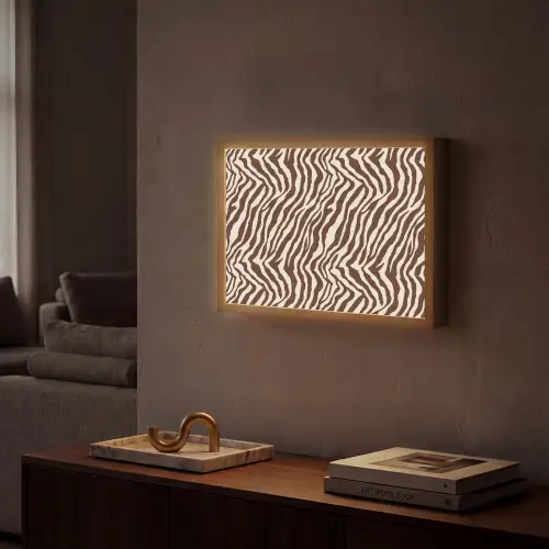 Zebra - Patroon - Zwart - Wit Light Box met batterij (Wandlamp) middel 907 -sfeer1
