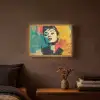 Vrouw - Rode lippen - Expressief - Grafisch Light Box met batterij (Wandlamp) middel -sfeer4