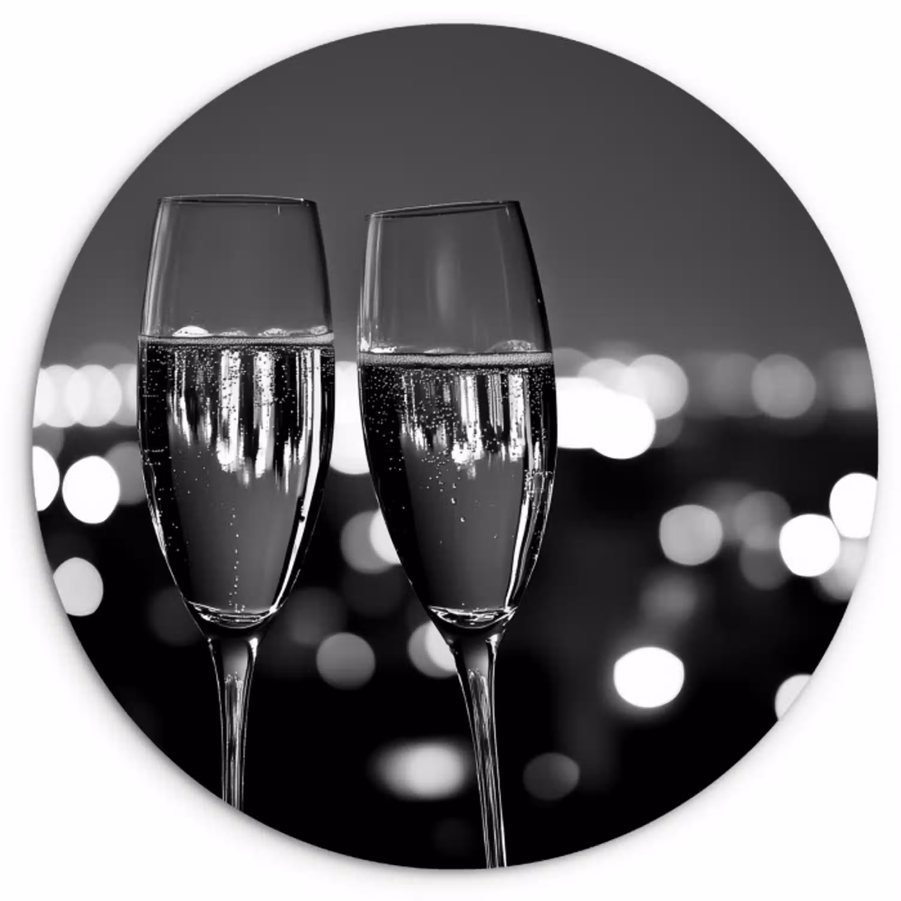 Bubbels - Proosten - Champagneglazen - Stadslichten KitchenYeah - Keuken - Wandcirkel Forex klein -3d