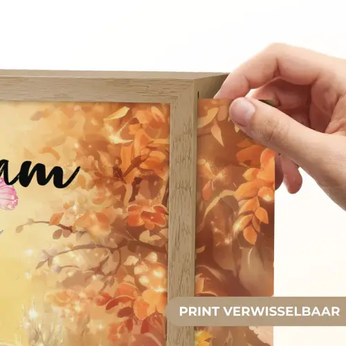 Eenhoorn - Bloemen - Vlinder - Roze Light Box met batterij (Wandlamp kind) middel -USP_websiteprintNL