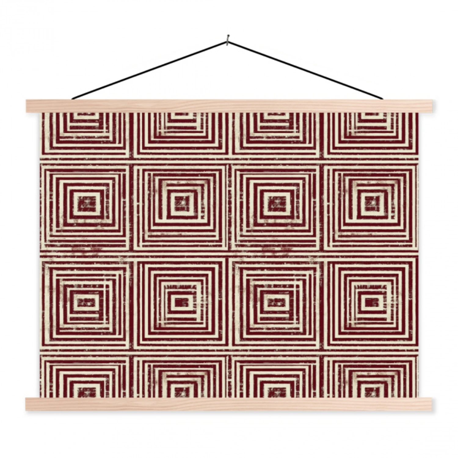Geometrisch - Patroon - Rood textielposter latten blank klein 122 -3d