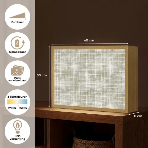 Linnen - Patroon - Groen Light Box met batterij (Wandlamp) middel 907 -USP_websiteoverzichtNL