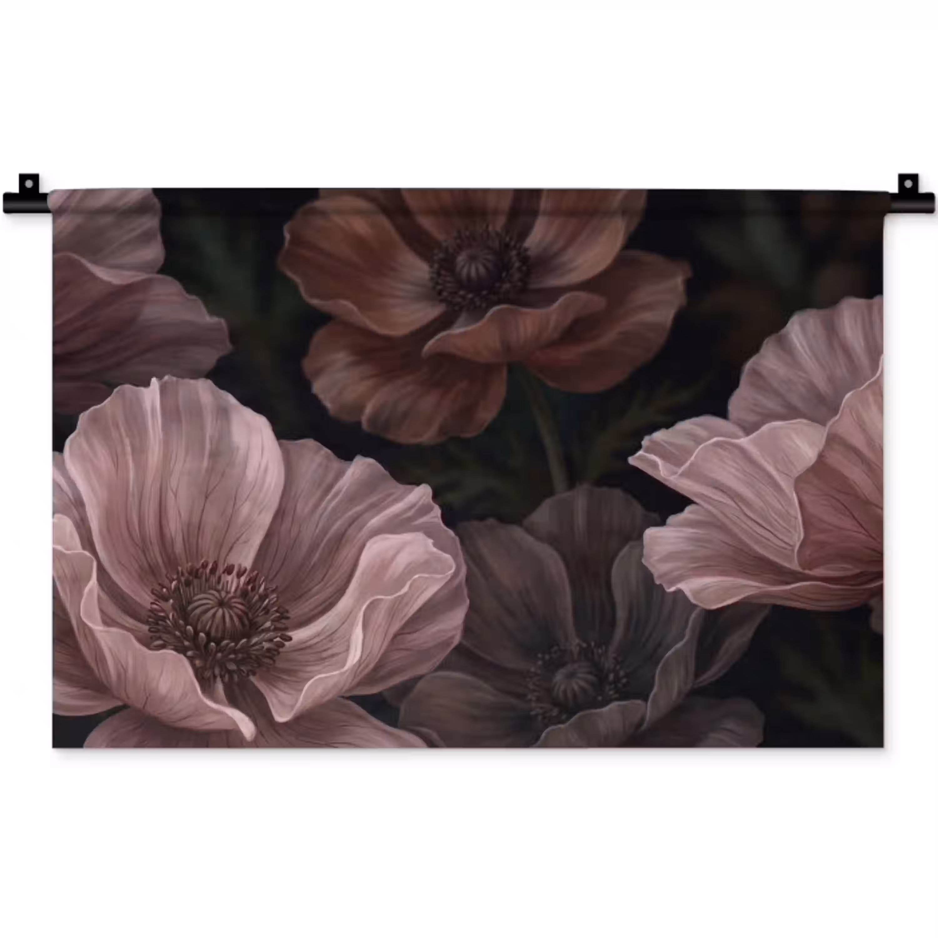Bloemen - Natuur - Roze - Donker - Modern Wandkleed katoen klein -zz3d