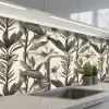 Klassiek - Botanisch - Zwart - Beige keuken achterwand 2 middel 871 -3d_schuin