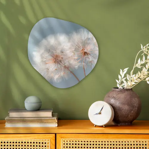 Paardenbloemen - Pluisjes - Wit Wandcirkel Organisch Forex 3mm klein -sfeer2