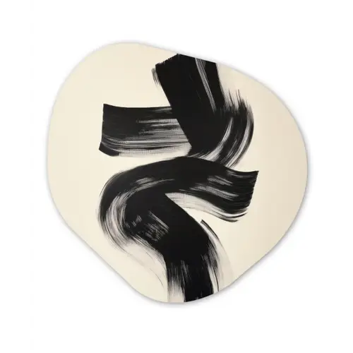 Strepen - Zwart - Abstract Wandcirkel Organisch Aluminium middel -3d