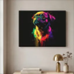 Puck - Hond - Verf - Kleuren Textielframe - compleet frame klein -sfeer2