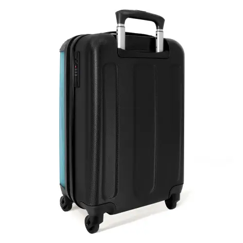 Witte eenhoorn komt door blauw plastic NBS - Handbagage koffer - Kinderen Unisex middel -achterkant